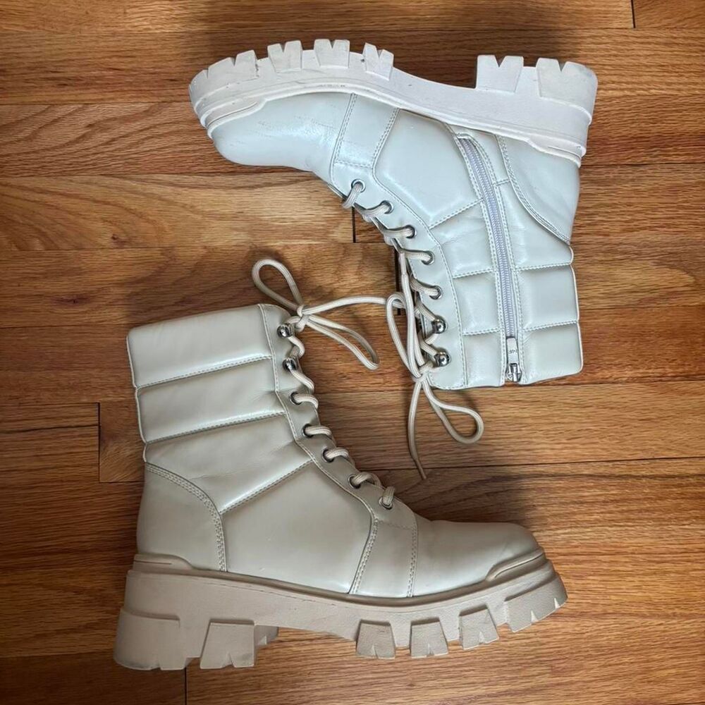 Marc Fisher Women's Cream Combat Boots - Size 8.5
